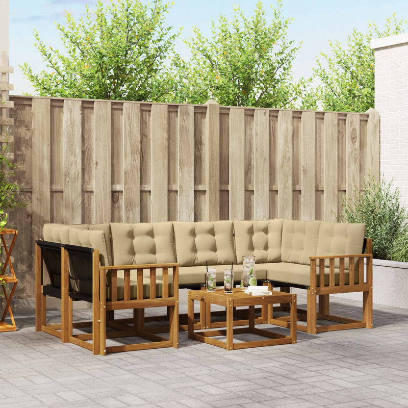 Set de canapele de exterior 7 buc. Natural și Bej