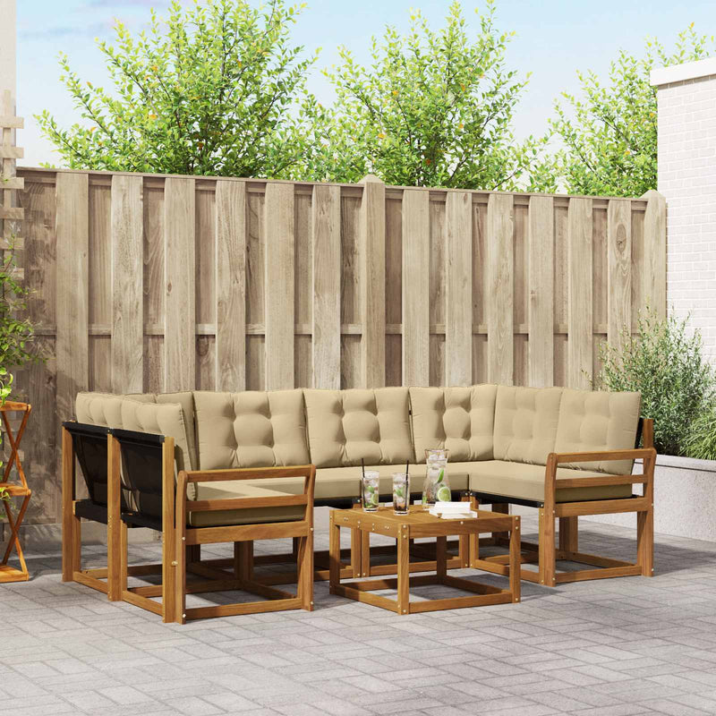 Set de canapele de exterior 7 buc. Natural și Bej