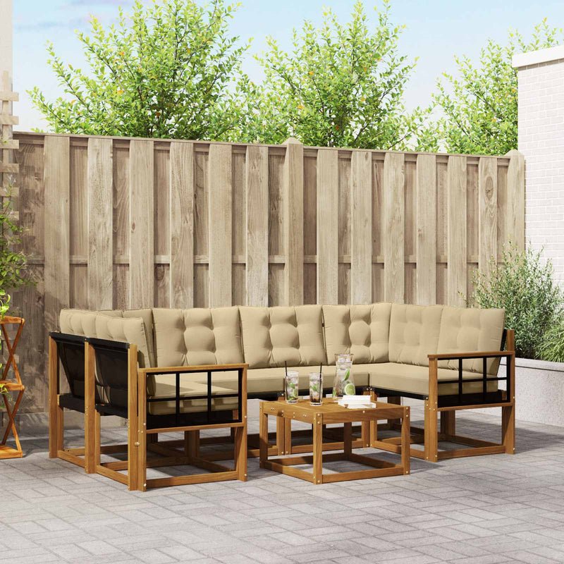 Set de canapele de exterior 7 buc. Natural și Bej