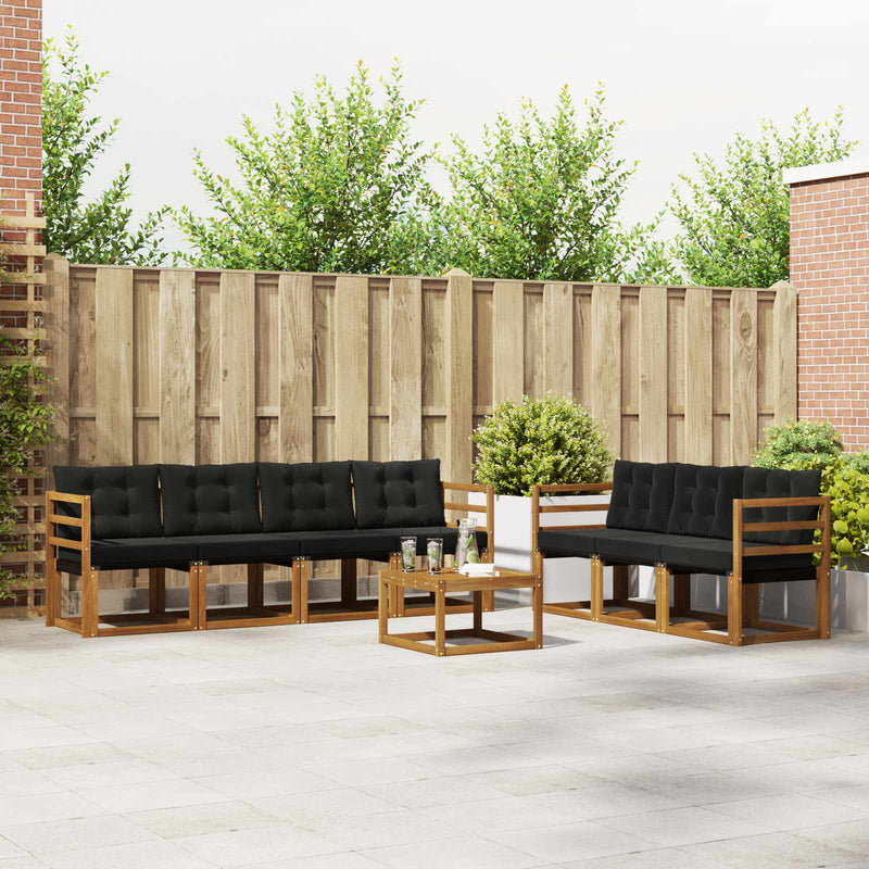 Set de canapele de exterior 8 buc. Natural și Negru