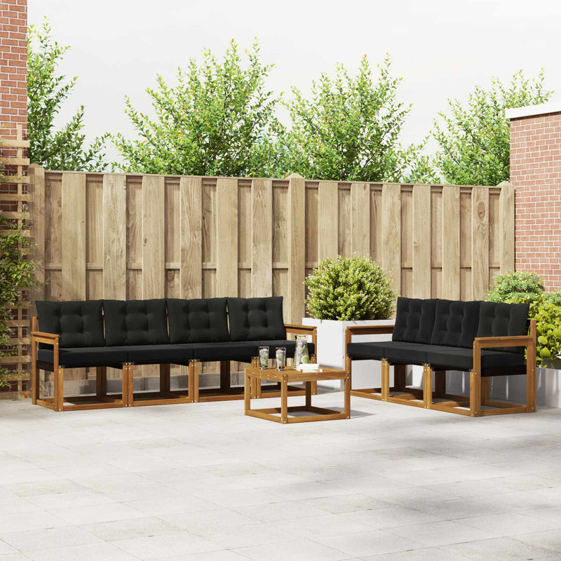 Set de canapele de exterior 8 buc. Natural și Negru