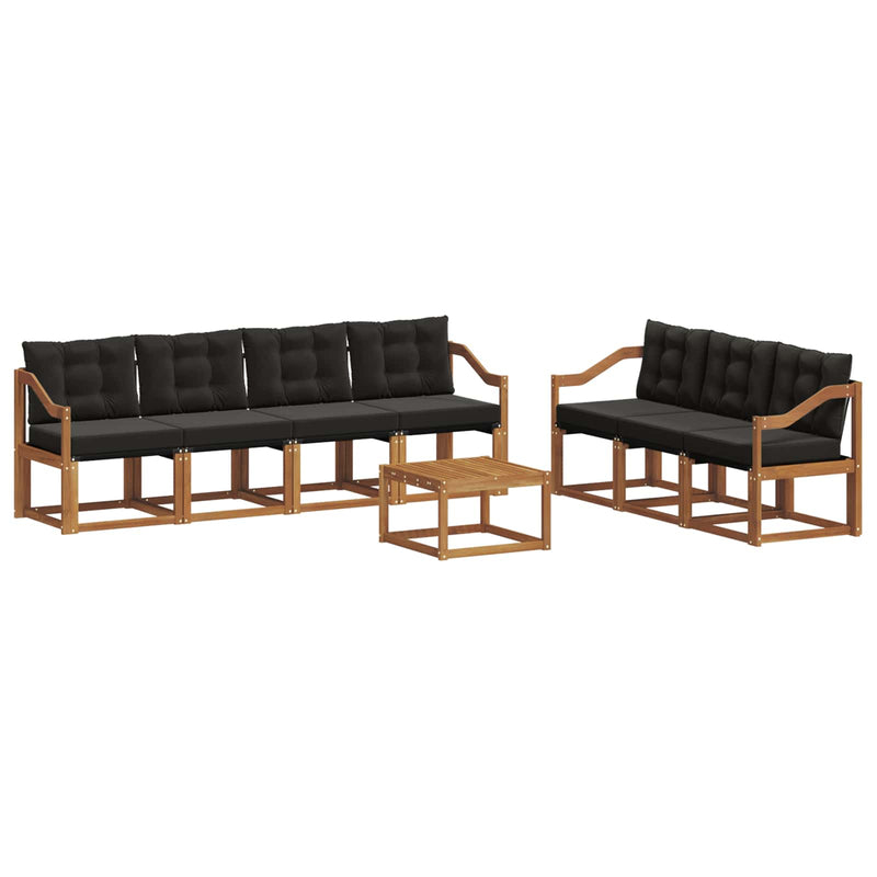 Set de canapele de exterior 8 buc. Natural și Negru