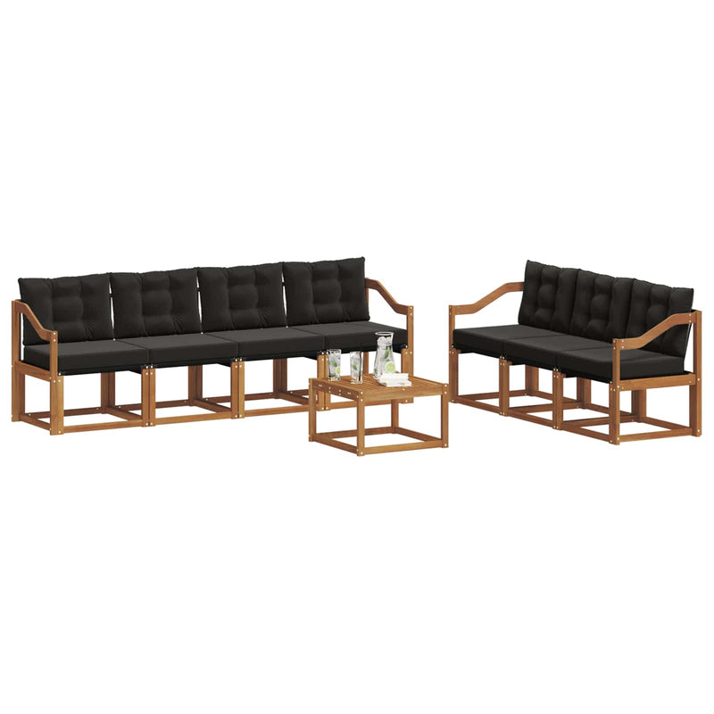 Set de canapele de exterior 8 buc. Natural și Negru