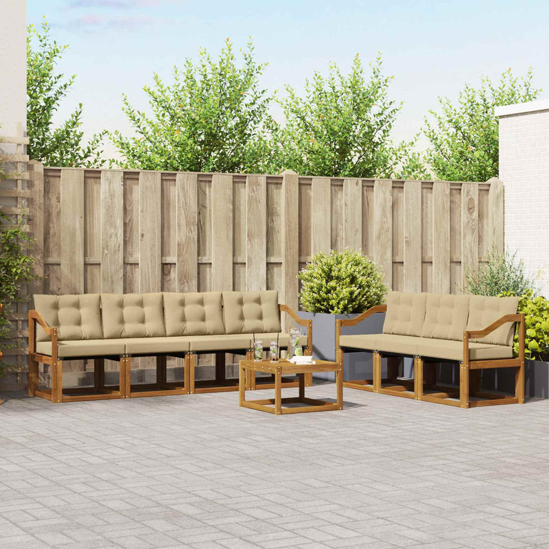 Set de canapele de exterior 8 buc. Natural și Bej