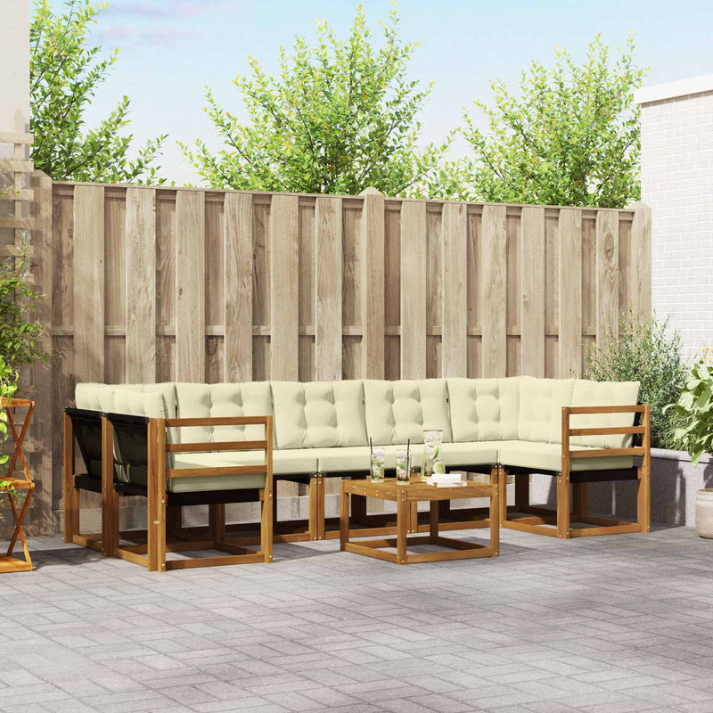 Set de canapele de exterior 8 buc. Natural și Crem