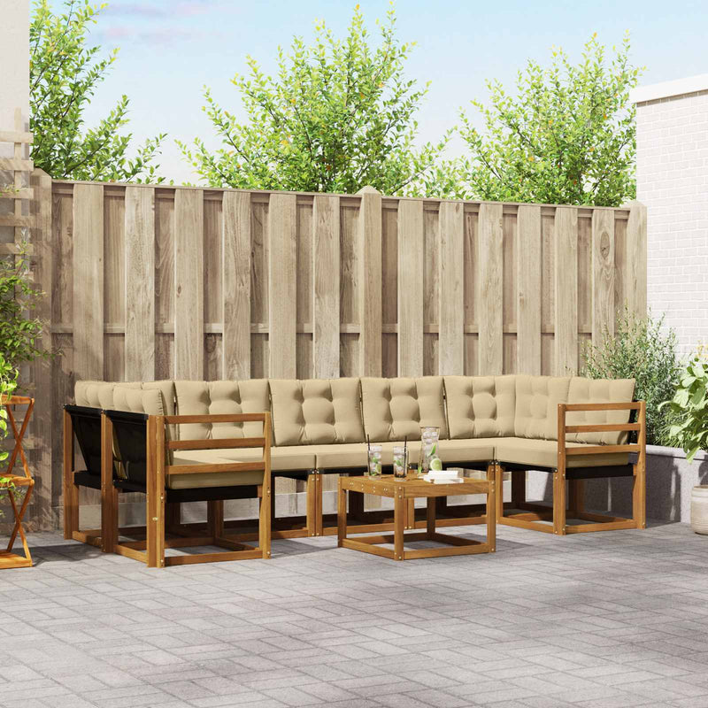 Set de canapele de exterior 8 buc. Natural și Bej
