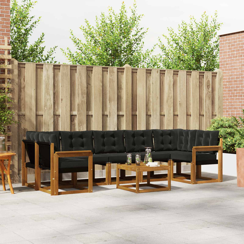 Set de canapele de exterior 8 buc. Natural și Negru