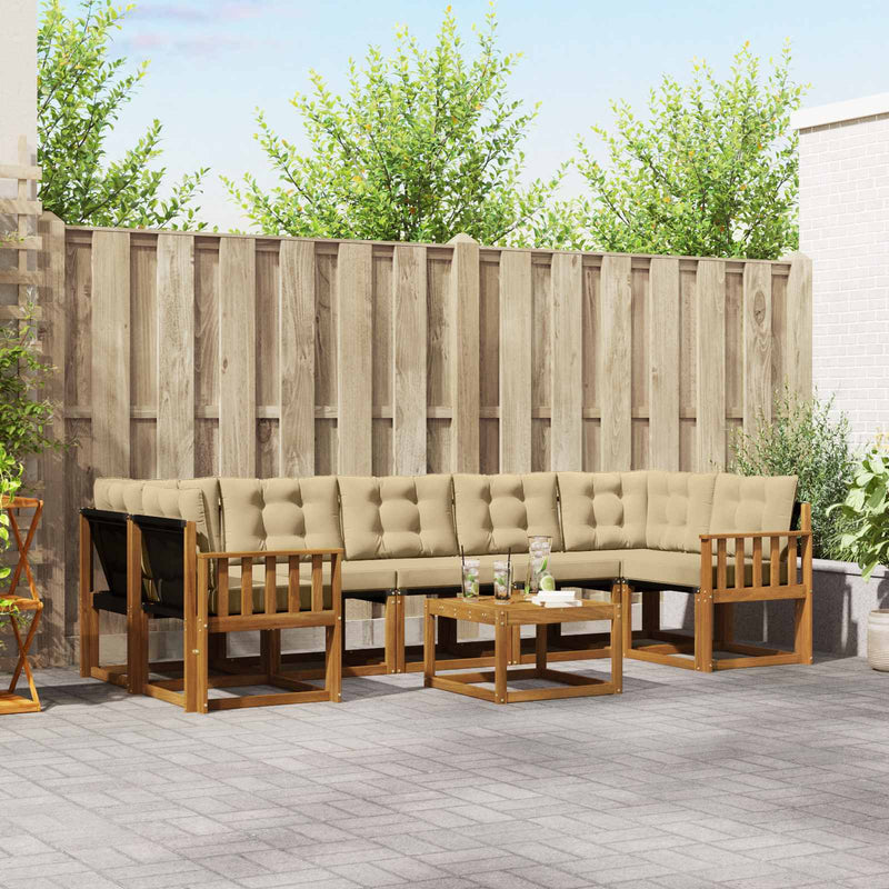 Set de canapele de exterior 8 buc. Natural și Bej