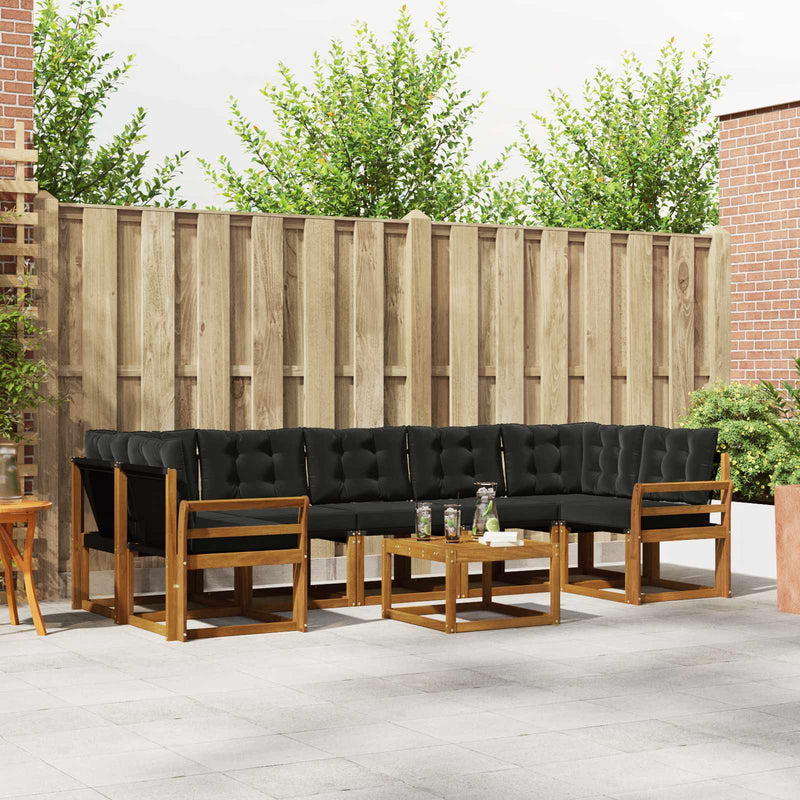 Set de canapele de exterior 8 buc. Natural și Negru
