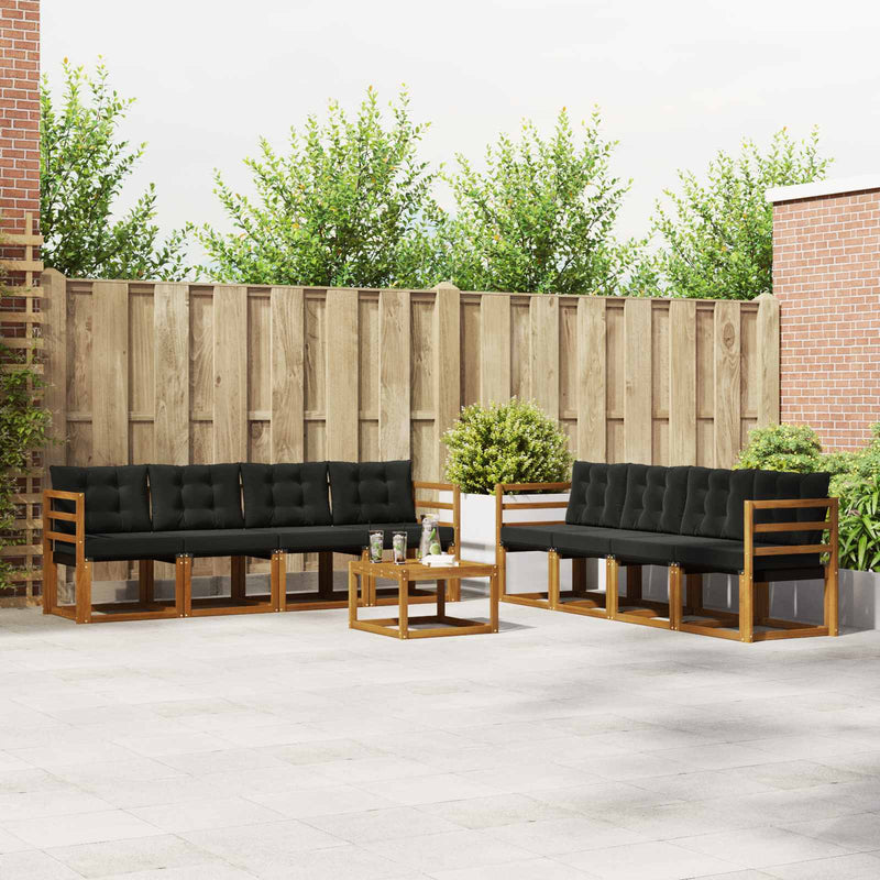 Set de canapele de exterior 9 buc. Natural și Negru