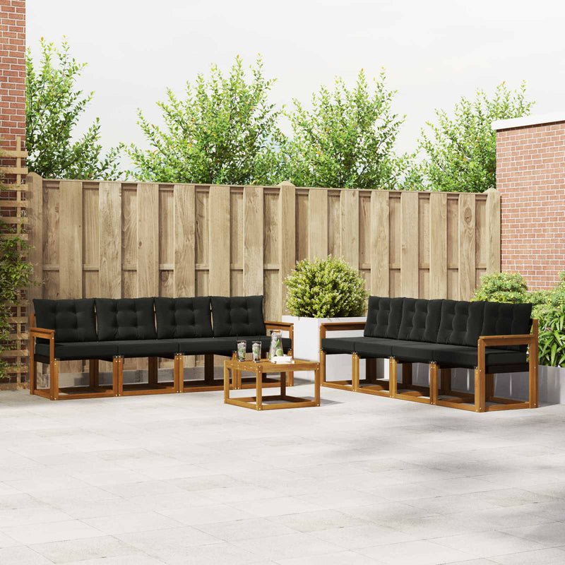 Set de canapele de exterior 9 buc. Natural și Negru