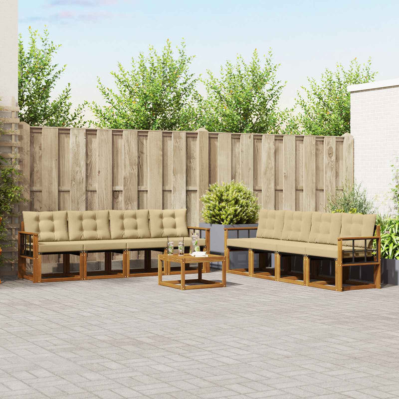 Set de canapele de exterior 9 buc. Natural și Bej
