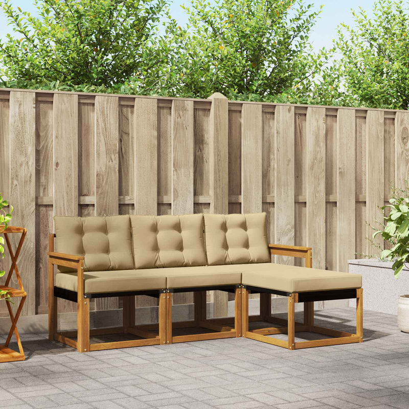 Set de canapele de exterior 4 buc. Natural și Bej