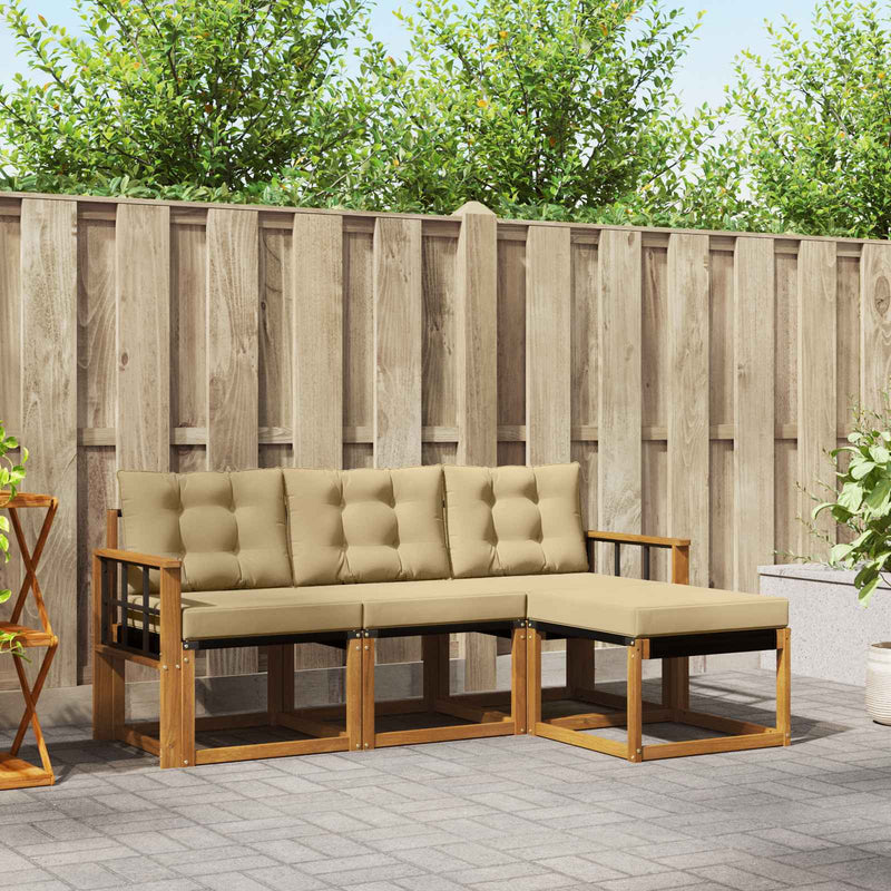 Set de canapele de exterior 4 buc. Natural și Bej