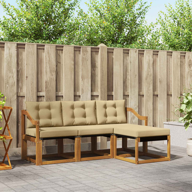 Set de canapele de exterior 4 buc. Natural și Bej