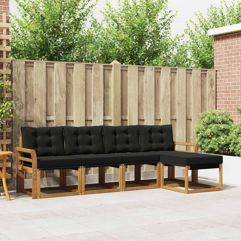 Set de canapele de exterior 5 buc. Natural și Negru