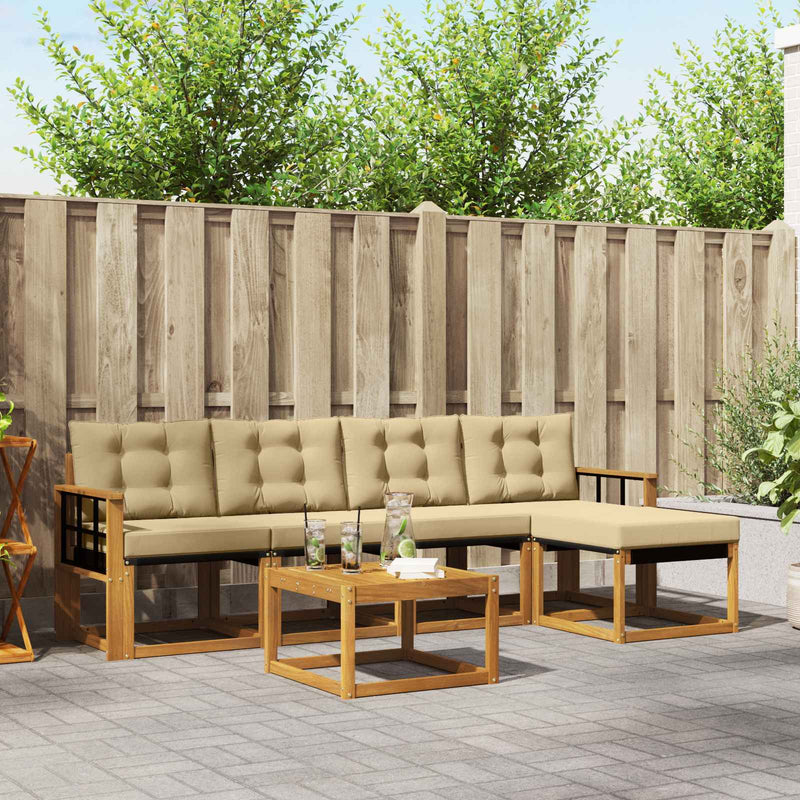 Set de canapele de exterior 6 buc. Natural și Bej