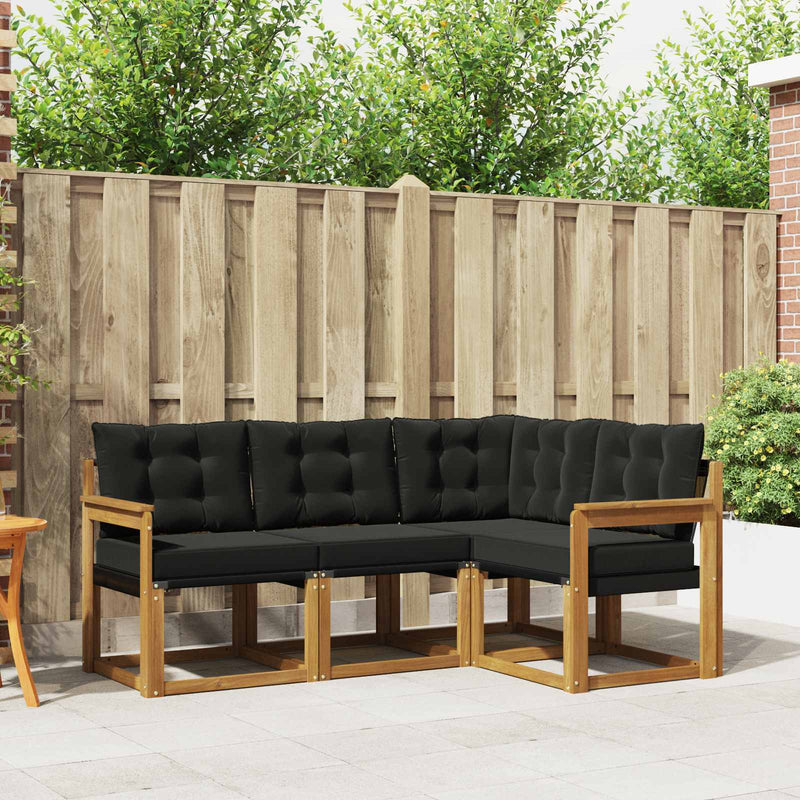 Set de canapele de exterior 4 buc. Natural și Negru