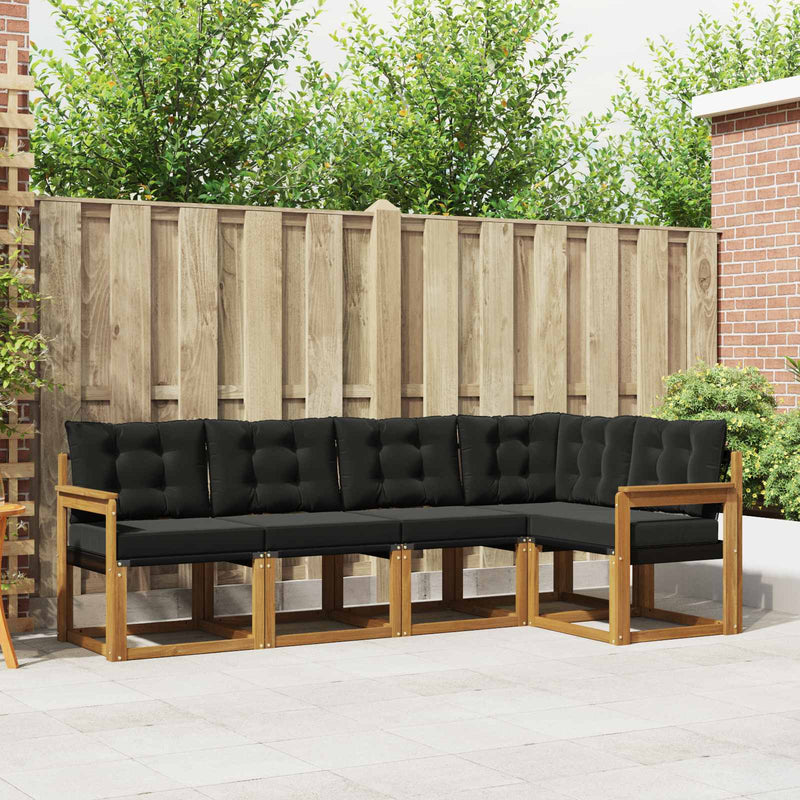Set de canapele de exterior 5 buc. Natural și Negru