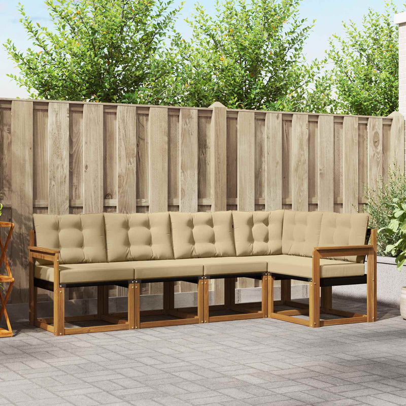 Set de canapele de exterior 5 buc. Natural și Bej