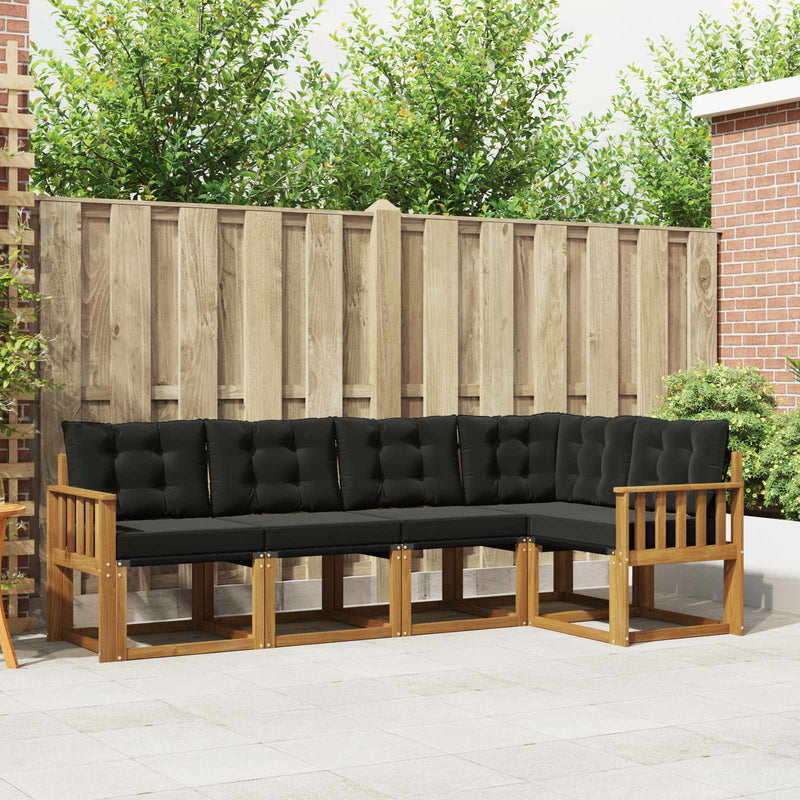 Set de canapele de exterior 5 buc. Natural și Negru