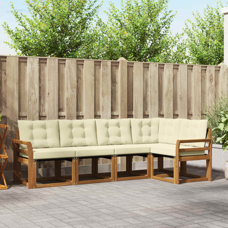 Set de canapele de exterior 5 buc. Natural și Crem