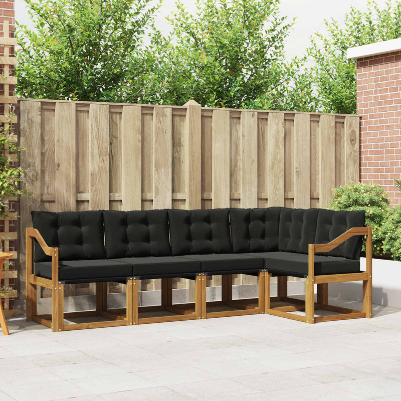Set de canapele de exterior 5 buc. Natural și Negru