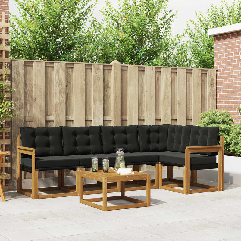 Set de canapele de exterior 6 buc. Natural și Negru
