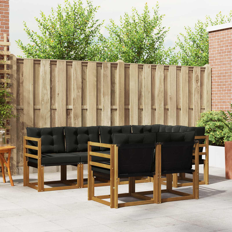Set de canapele de exterior 7 buc. Natural și Negru