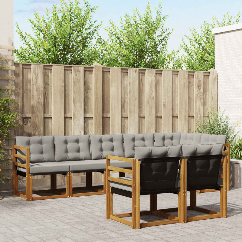 Set de canapele de exterior 8 buc. Gri natural și deschis