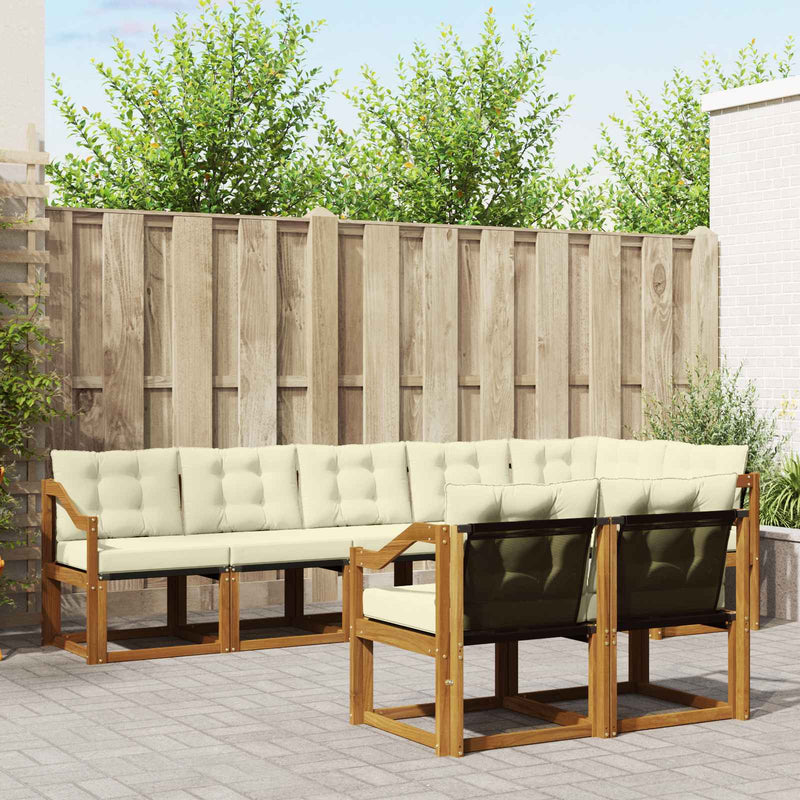 Set de canapele de exterior 8 buc. Natural și Crem