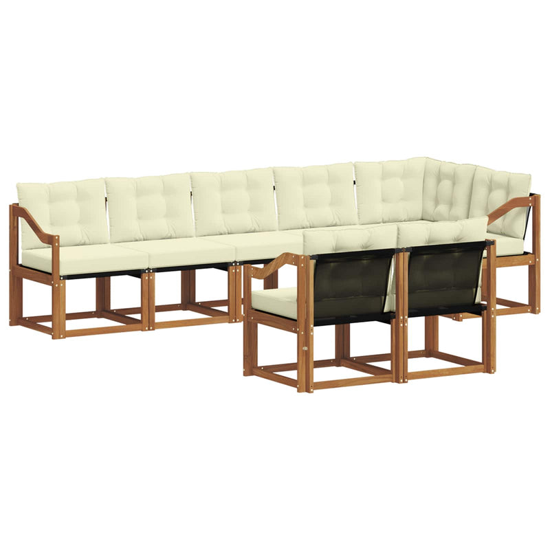 Set de canapele de exterior 8 buc. Natural și Crem