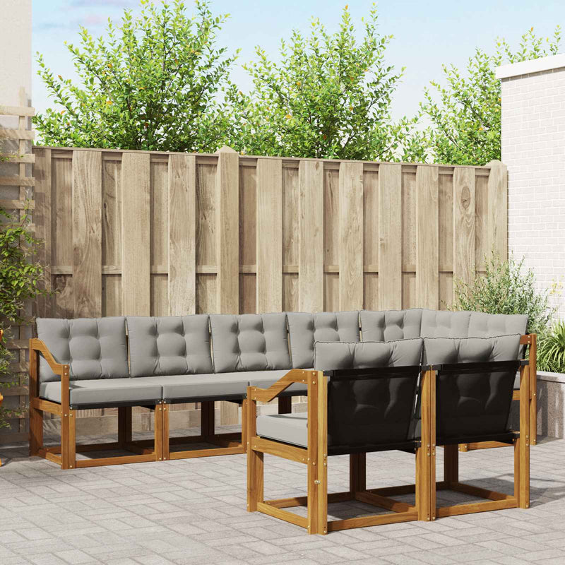 Set de canapele de exterior 8 buc. Gri natural și deschis