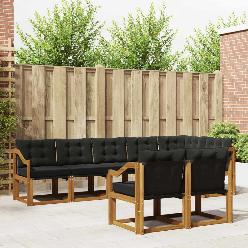 Set de canapele de exterior 8 buc. Natural și Negru