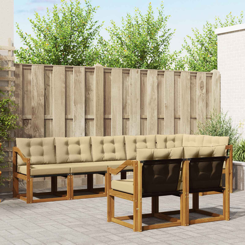 Set de canapele de exterior 8 buc. Natural și Bej