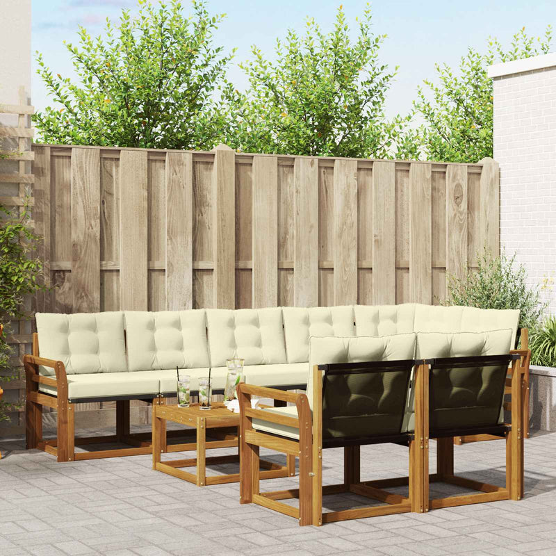 Set de canapele de exterior 9 buc. Natural și Crem