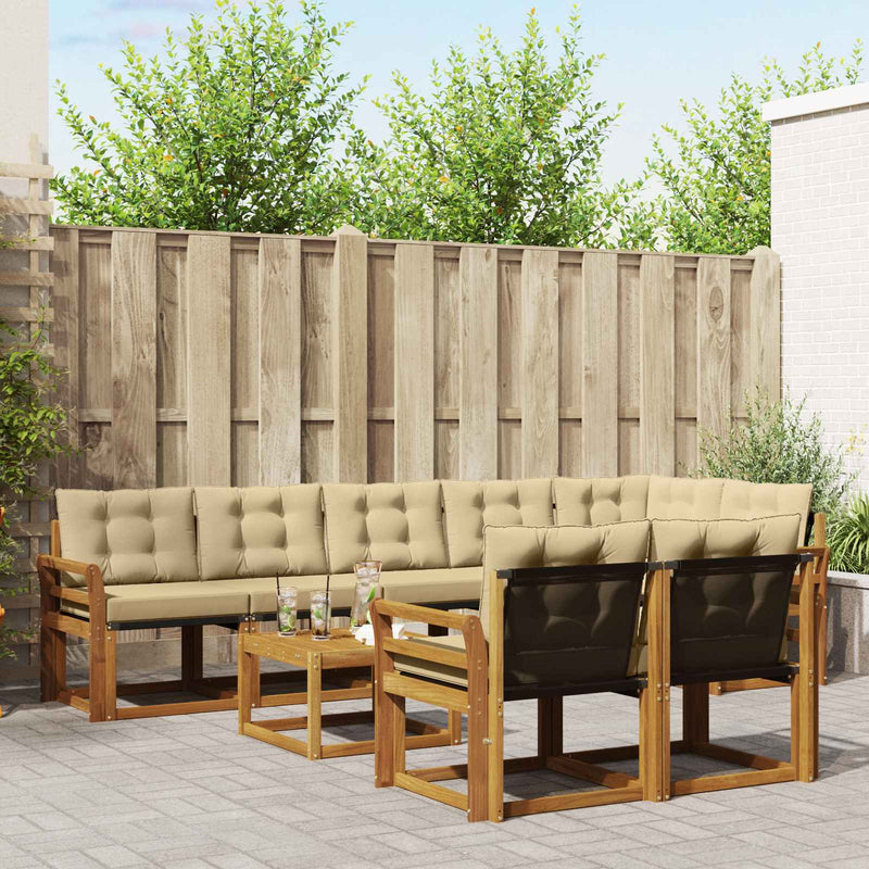 Set de canapele de exterior 9 buc. Natural și Bej