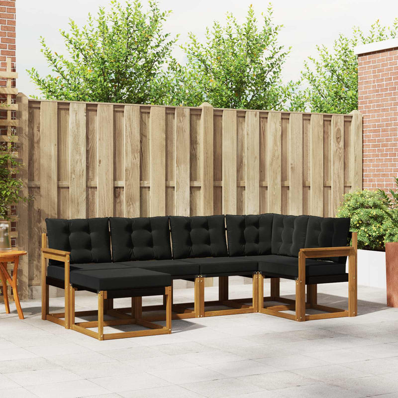 Set de canapele de exterior 6 buc. Natural și Negru