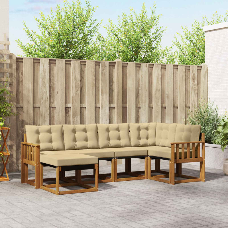 Set de canapele de exterior 6 buc. Natural și Bej