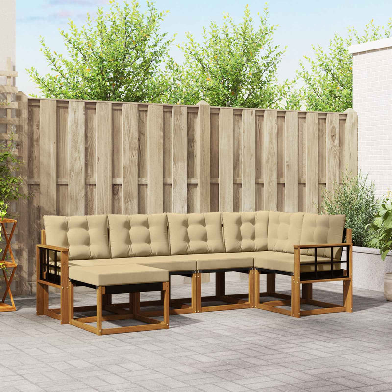 Set de canapele de exterior 6 buc. Natural și Bej