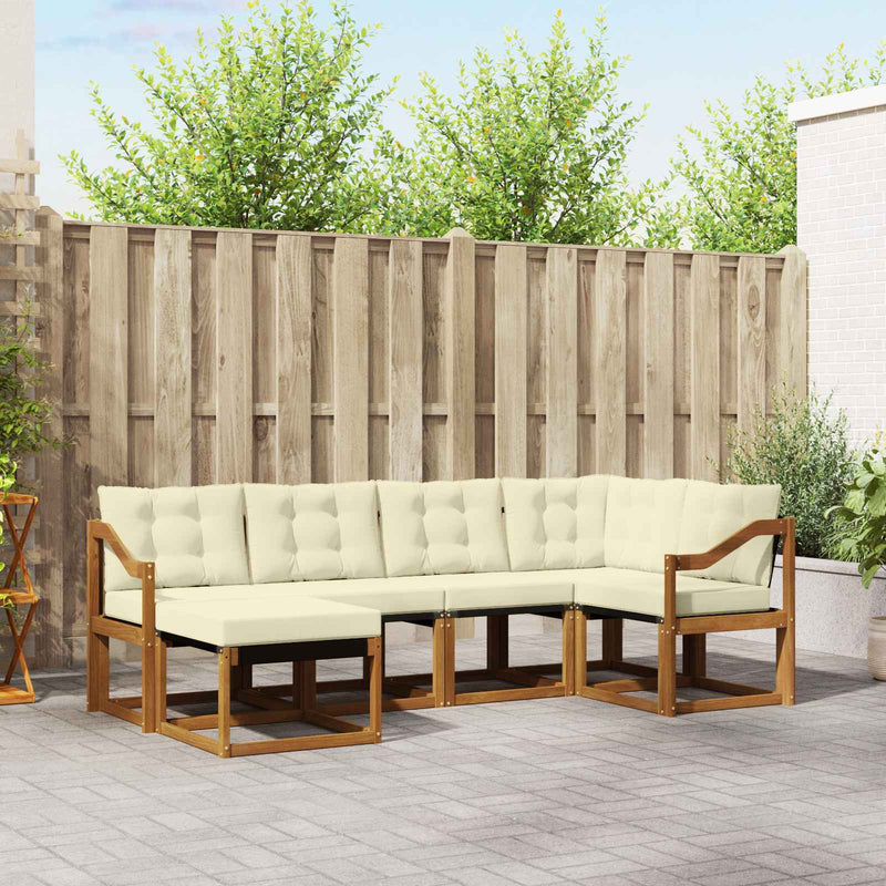 Set de canapele de exterior 6 buc. Natural și Crem
