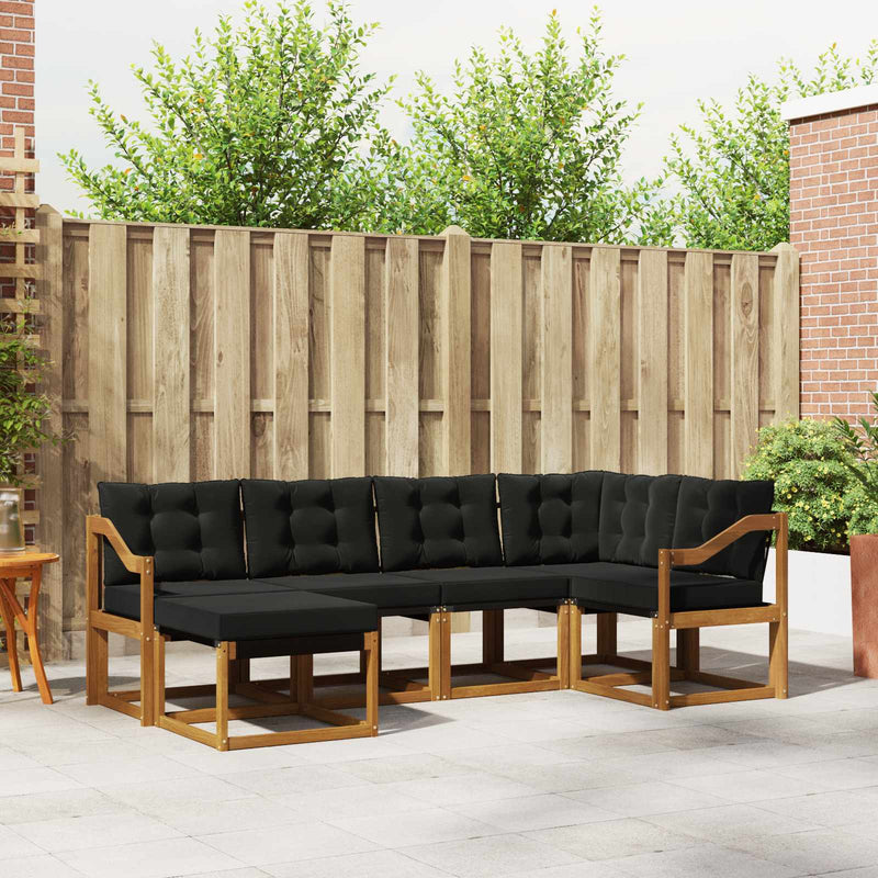 Set de canapele de exterior 6 buc. Natural și Negru