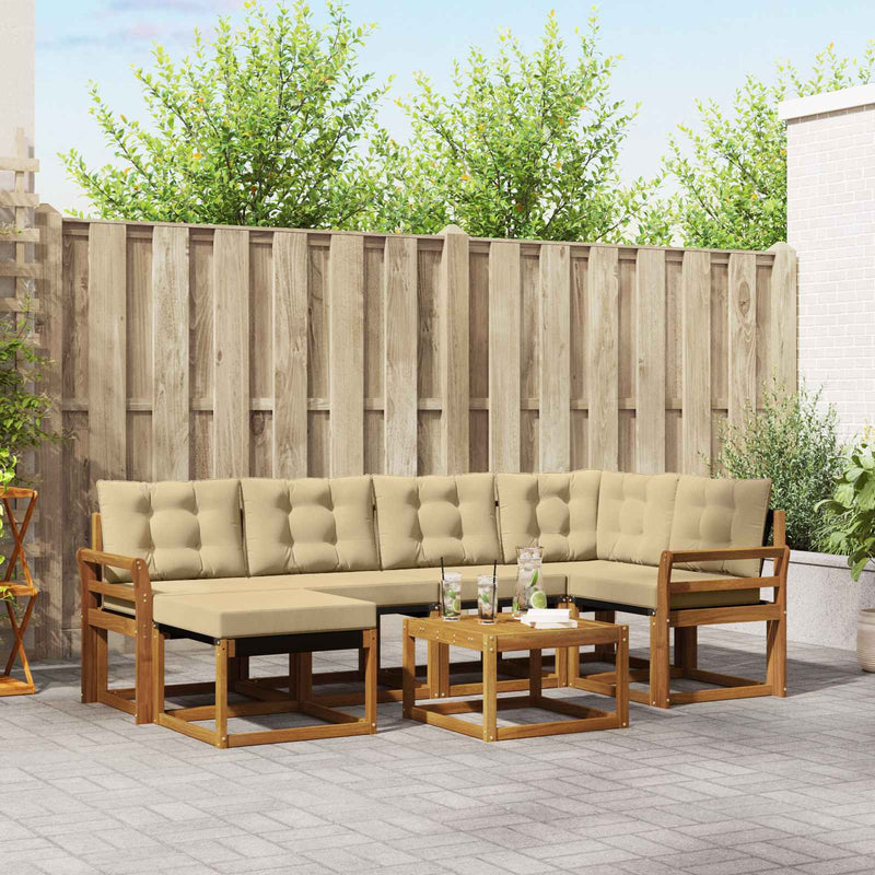 Set de canapele de exterior 7 buc. Natural și Bej