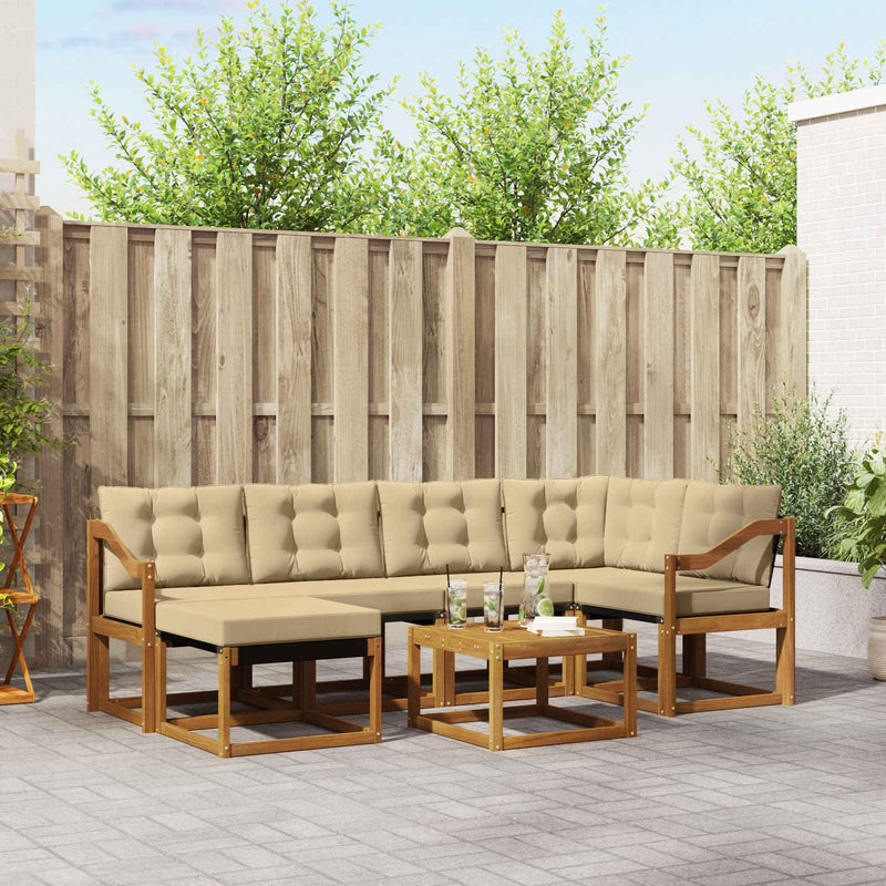Set de canapele de exterior 7 buc. Natural și Bej