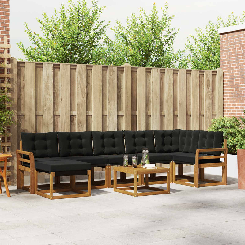 Set de canapele de exterior 8 buc. Natural și Negru