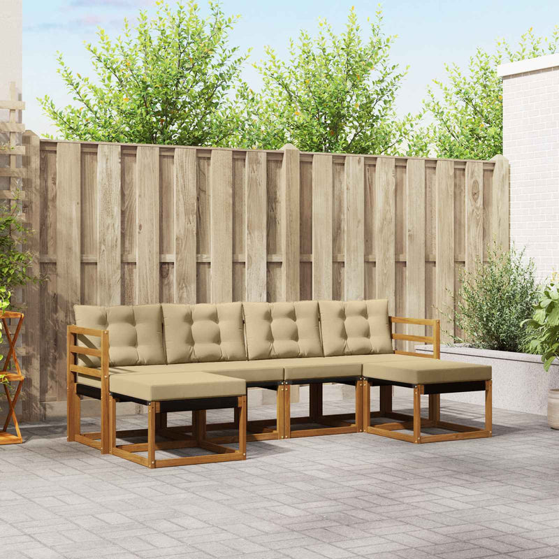 Set de canapele de exterior 6 buc. Natural și Bej