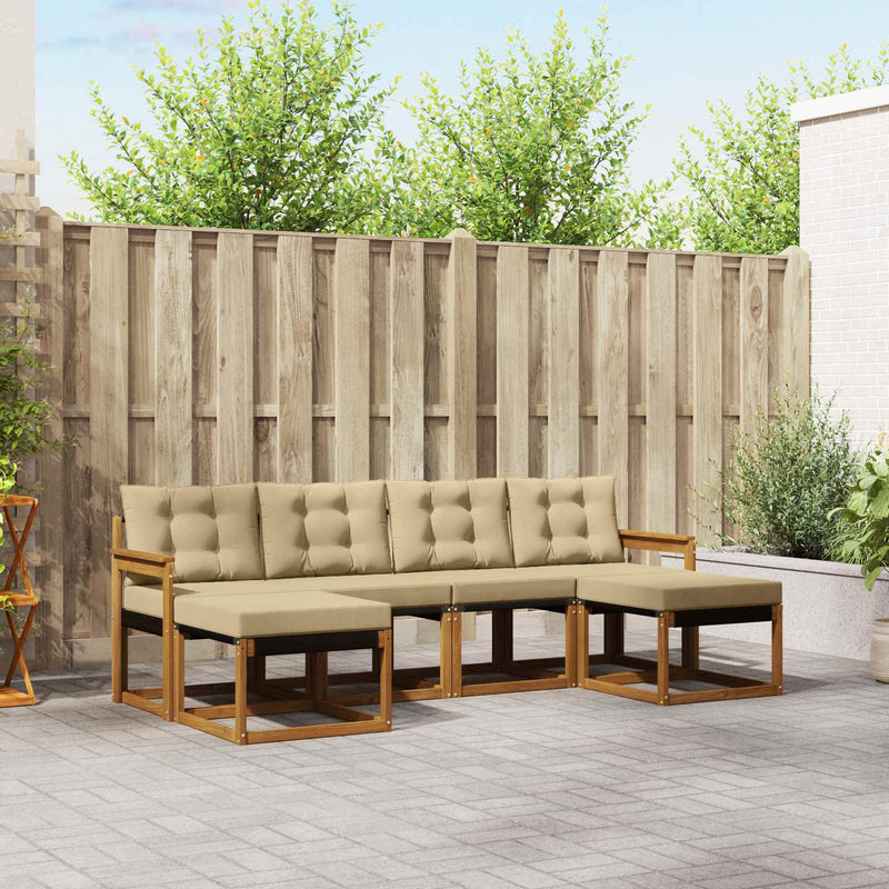 Set de canapele de exterior 6 buc. Natural și Bej