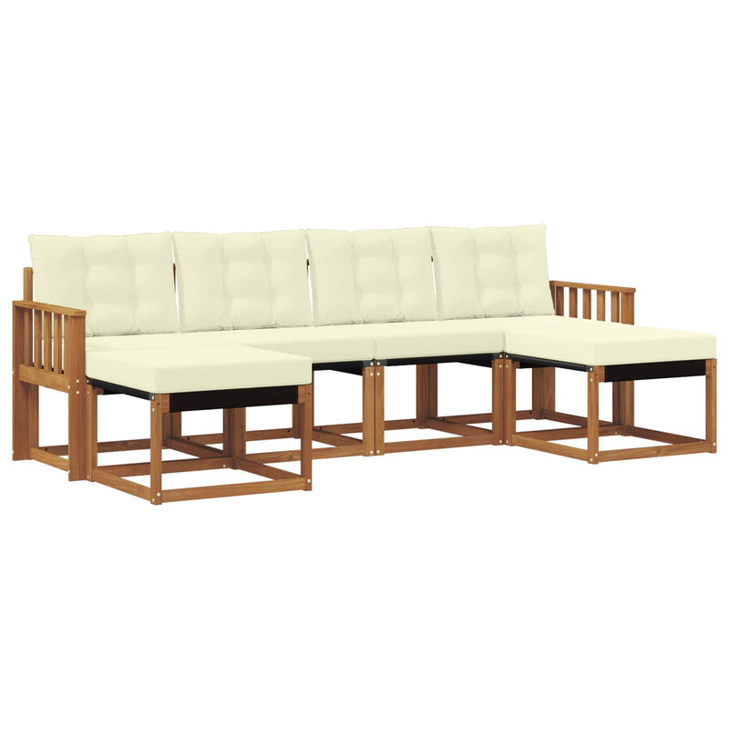 Set de canapele de exterior 6 buc. Natural și Crem