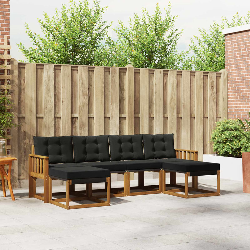 Set de canapele de exterior 6 buc. Natural și Negru