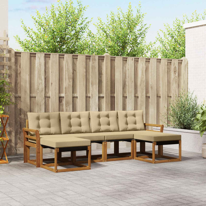 Set de canapele de exterior 6 buc. Natural și Bej